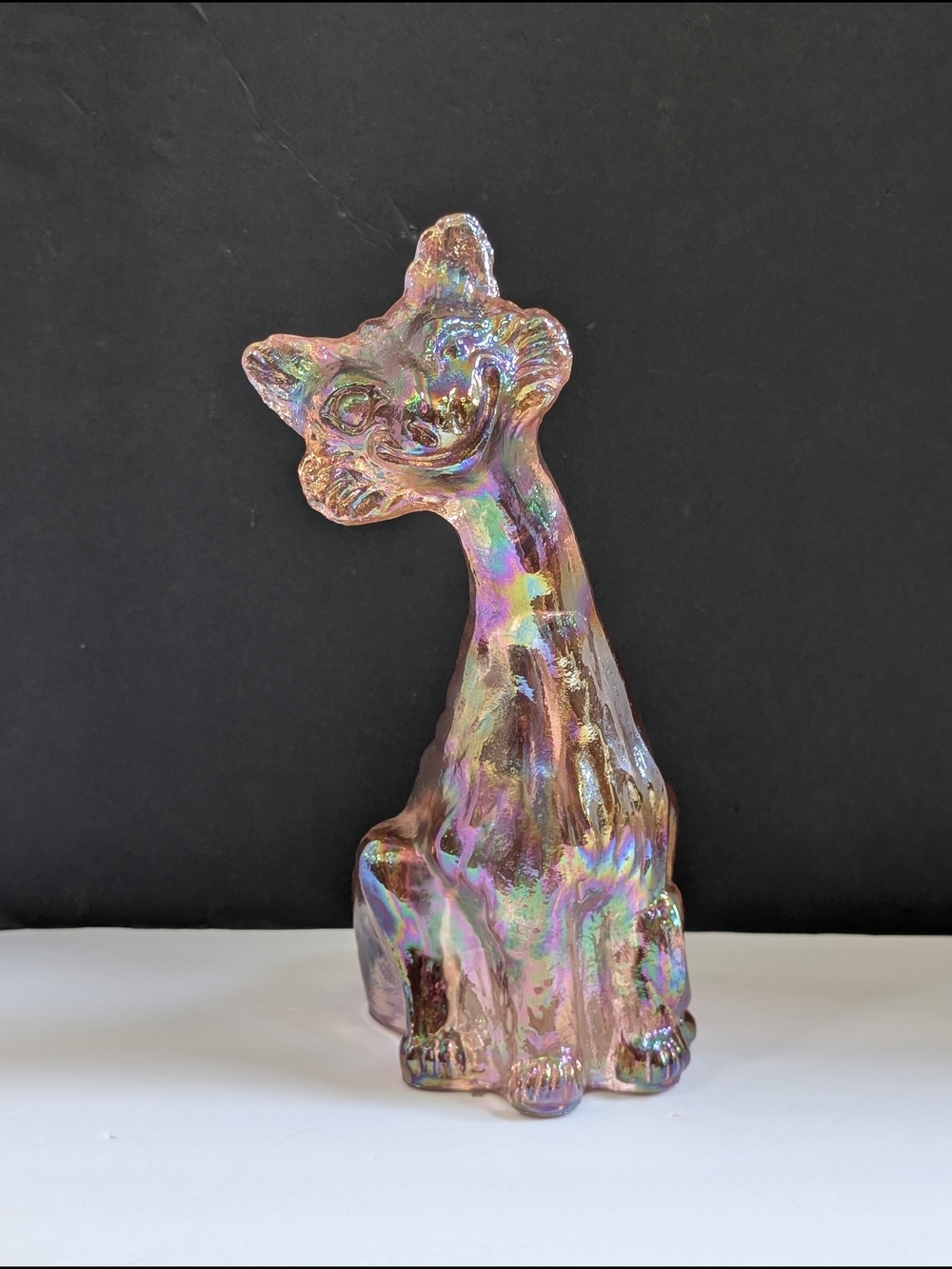 Fenton Iridescent Glass Cat Figurine - Multicolor Home Art